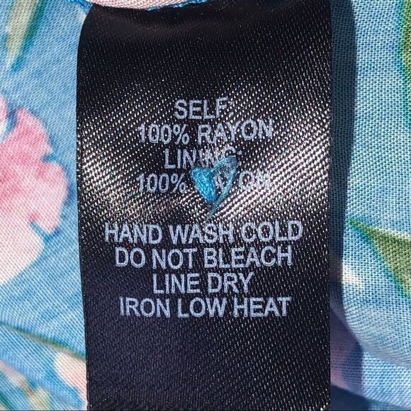 Lulu’s Blue & Pink Floral Mid Length Front Sash Tie Bell Cuffs Dress M - Picture 10 of 10